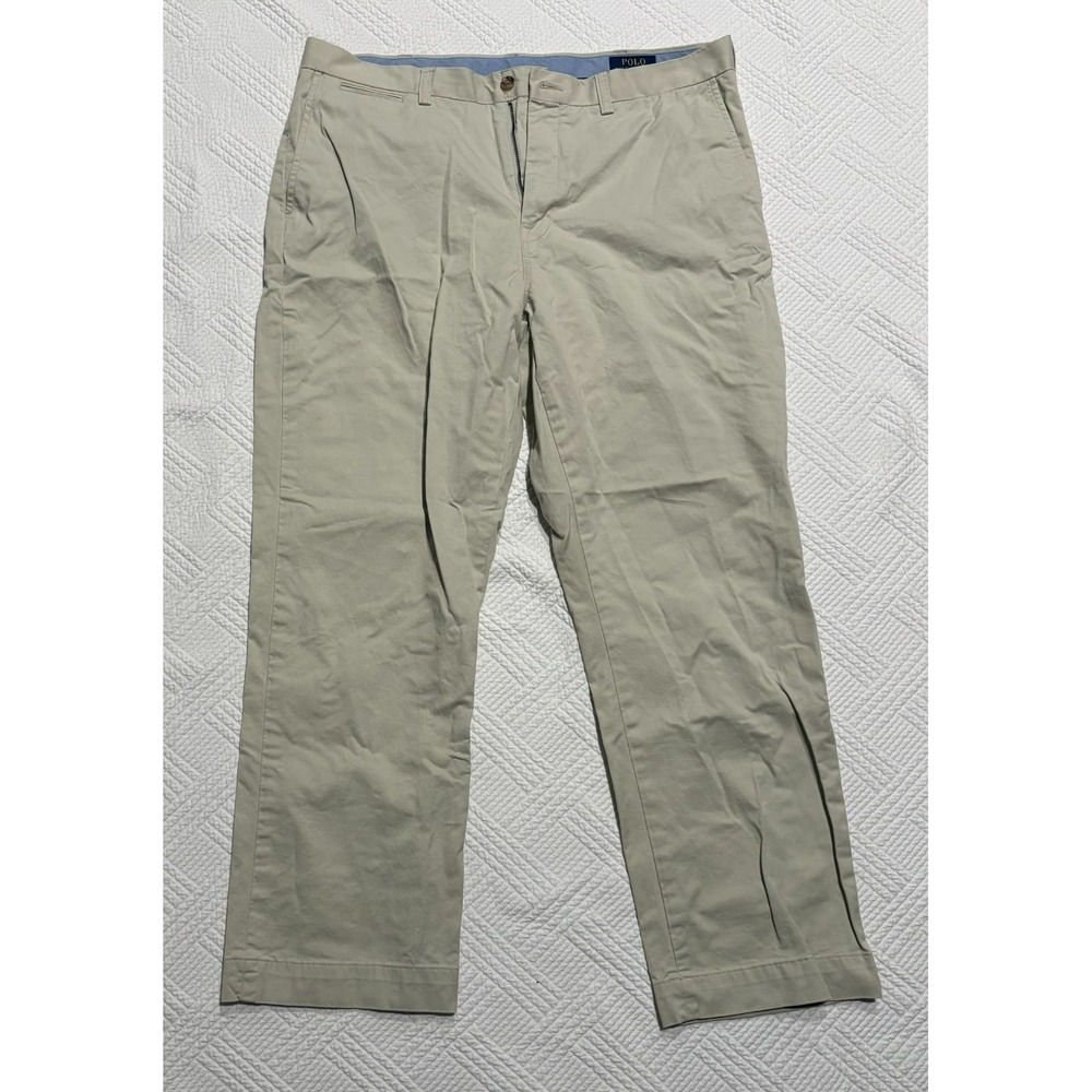 Polo Ralph Lauren Men's Tan Neutral Stretch Classic Fit Pants 36x30 Flat Front